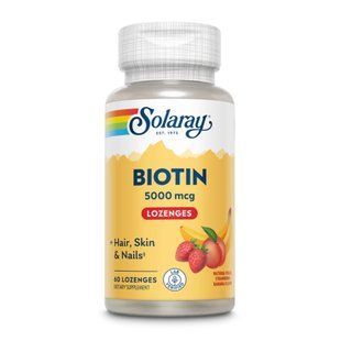 Biotin 5000 мкг - 60 Льодяників, Смаки: Персик, Полуниця, Банан 26125 фото