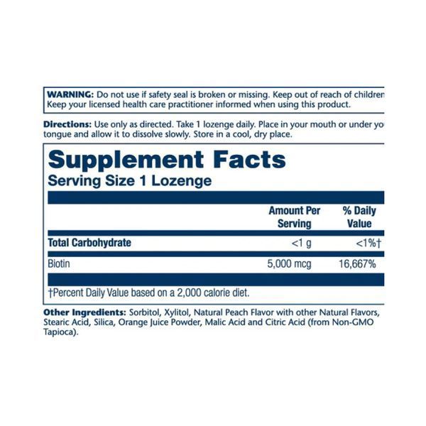 Biotin 5000 мкг - 60 Льодяників, Смаки: Персик, Полуниця, Банан 26125 фото