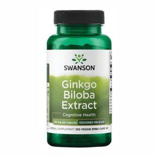 Ginkgo Biloba Extract 120 мг - 100 вегетаріанських капсул 18178 фото
