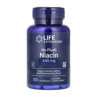 No Flush Niacin 640 мг - 100 капсул, без припливів, сертифіковано 30157 фото