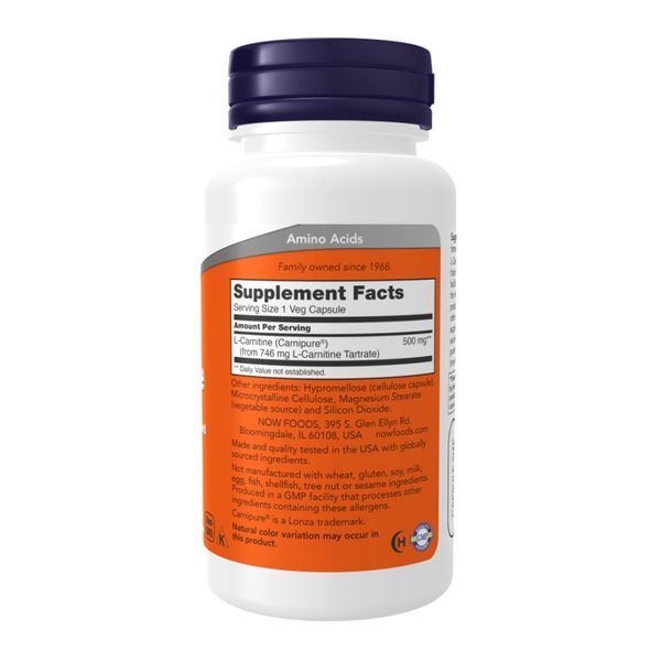 L-Carnitine 500mg - 180 капсул, підвищення клітинної енергії 29652 фото