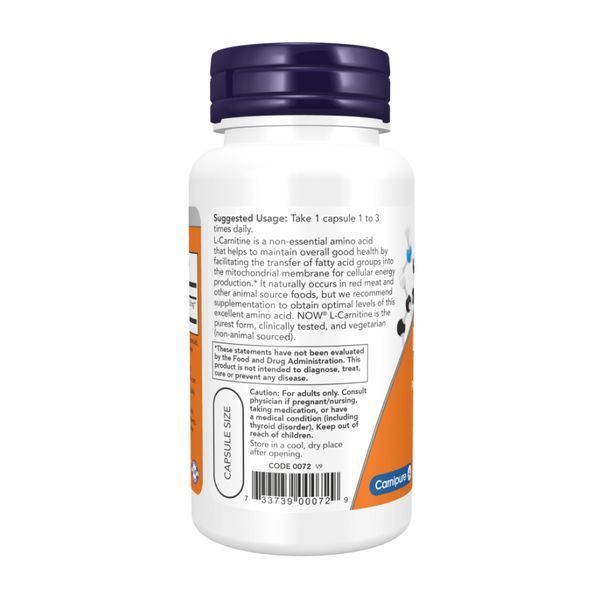 L-Carnitine 500mg - 180 капсул, підвищення клітинної енергії 29652 фото