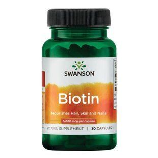 Biotin 5000 мкг - 30 капсул для здоров'я волосся і шкіри 9011 фото