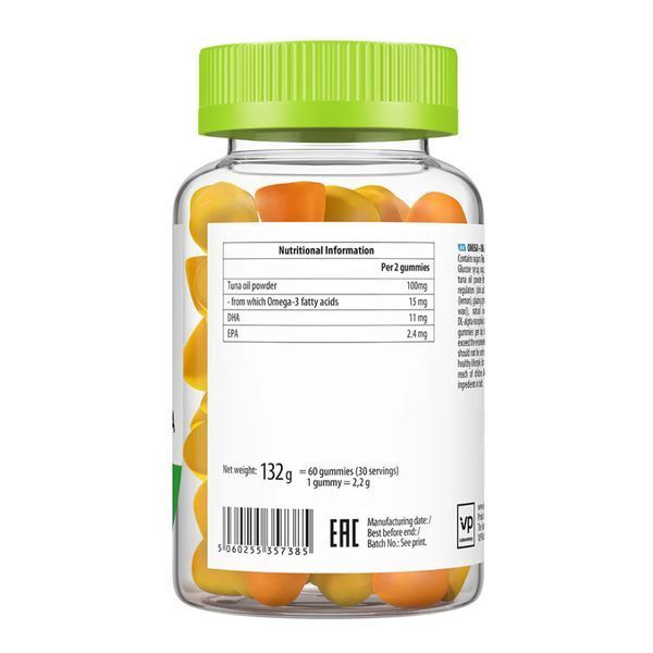 Жувальні цукерки Omega 3 + DHA, 60 шт, з лимонним смаком 29470 фото