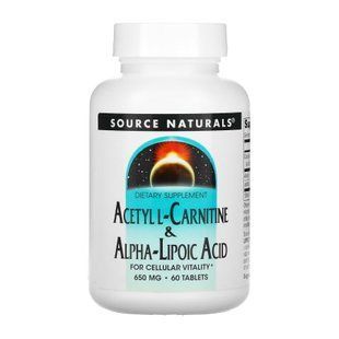 Acetyl L-Carnitine & Alpha-Lipoic Acid 650mg - 60 таблеток для вегетаріанців 28639 фото
