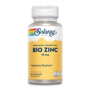 Solaray Bio Zinc 15mg - 100 вегетаріанських капсул для здоров'я 27925 фото