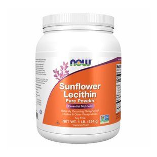 Sunflower Lecithin Pure Powder, 1lb (454g), веганський, без ГМО, без сої 24128 фото