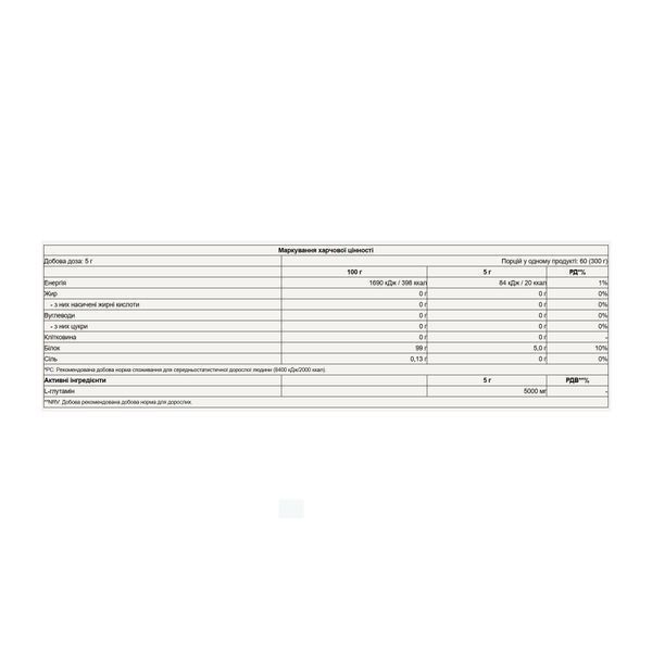 Glutamine 300g L-глютамін без смакових добавок 31748 фото