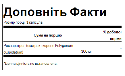 Ресвератрол 100 мг - 30 капсул для антиоксидантного захисту 18155 фото