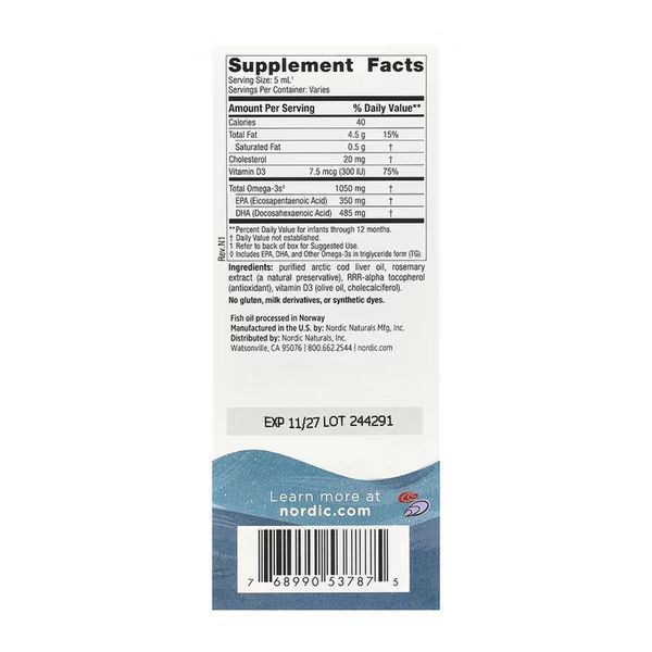Nordic Naturals Baby's DHA 60 мл - Омега-3 та Вітамін D3 31113 фото