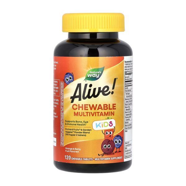Дитячі жувальні мультивітаміни Alive! - 120 табл, апельсин та ягода 22449 фото