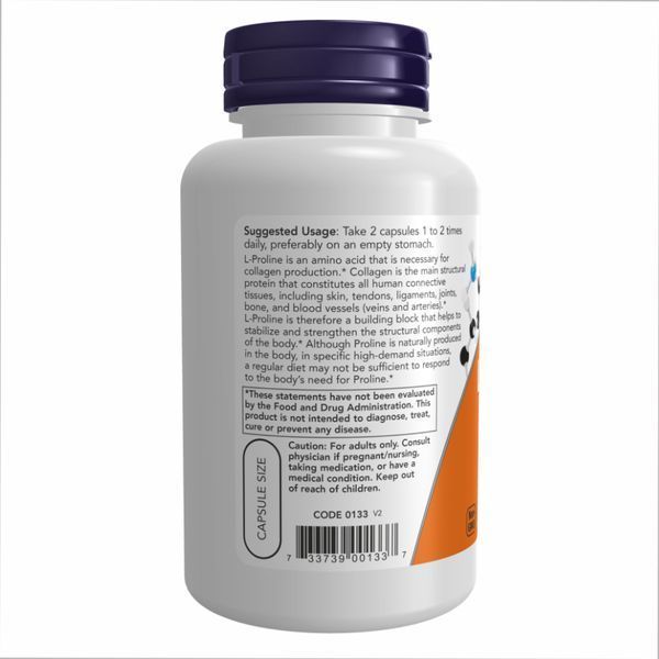 L-Proline 500mg - 120 капсул для вироблення колагену 23479 фото