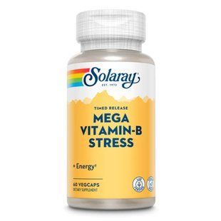 Solaray Mega Vitamin B-Stress - комплекс вітамінів B, 60 вегетаріанських капсул 26116 фото