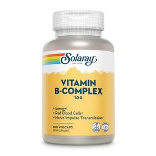 Solaray Vitamin B-Complex 100 - 100 капсул для підтримки енергії 26882 фото