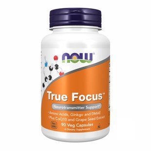 NOW True Focus - 90 капсул з амінокислотами та антиоксидантами для нейромедіаторів 18316 фото