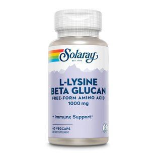 L-Lysine та Beta Glucan 1000 мг - 60 вегетаріанських капсул 26595 фото
