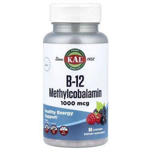 B12 Methylcobalamin 1000 мкг - 60 льодяників зі смаком ягід 23527 фото