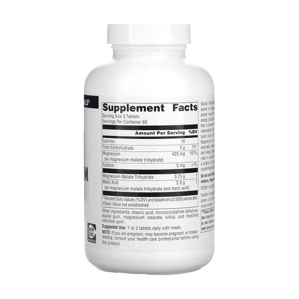 Magnesium Malate 1250 mg - 180 таблеток для підтримки м'язів 27322 фото